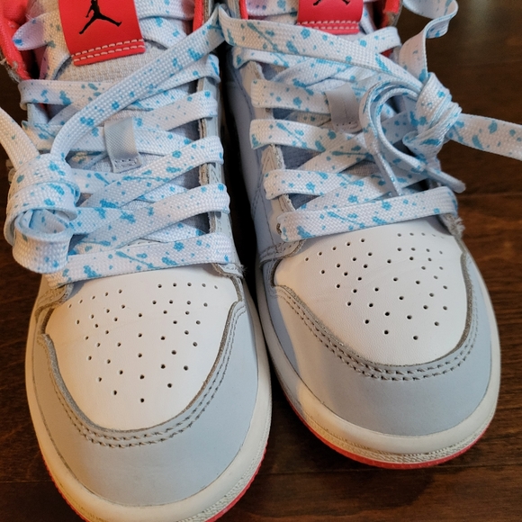 Nike Air Jordan 1 Mid Half Blue Polka Dot Swoosh - Picture 7 of 11
